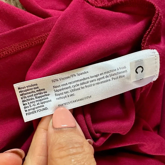 Eileen Fisher Tunic Hibiscus Red Viscose Jersey Mock Neck Caftan - Picture 10 of 16